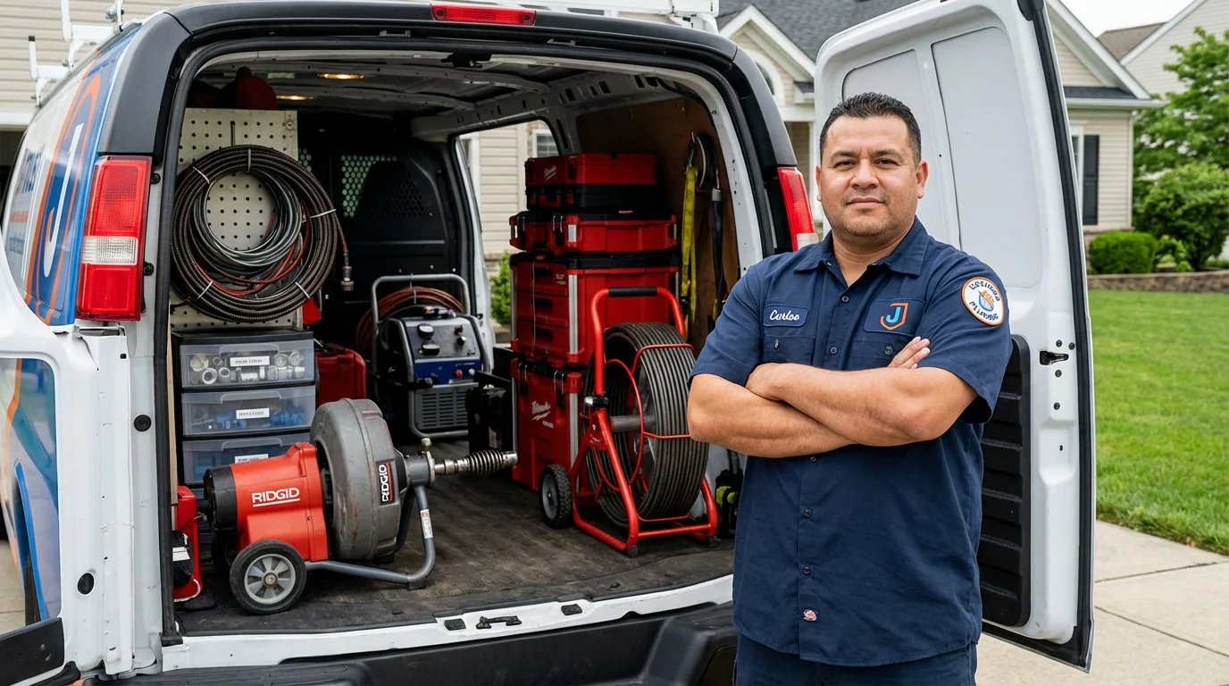 Professional drain cleaning equipment and Johns Plumbing LLC plumber in Littlerock