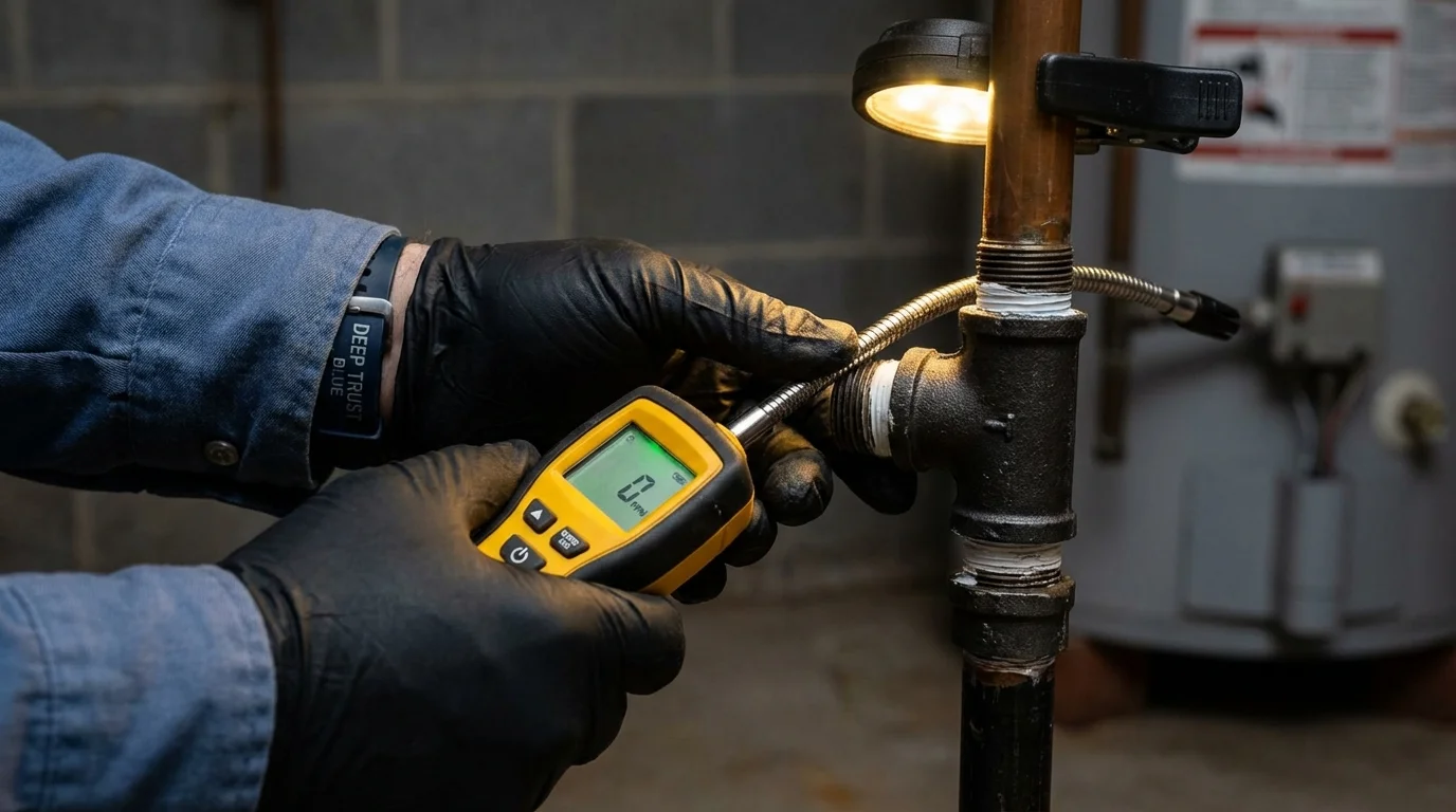 Gas leak detection with electronic sniffer by Johns Plumbing LLC in Littlerock