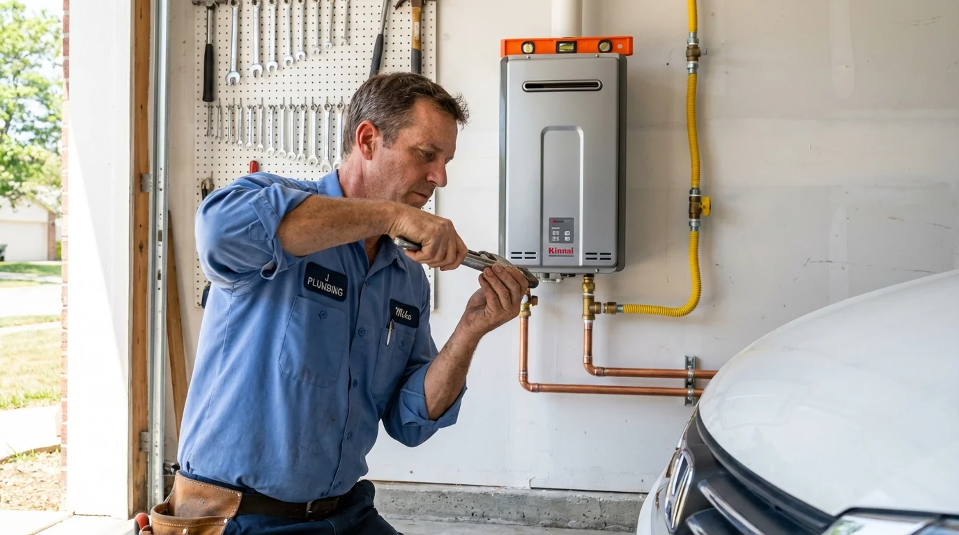 Tankless water heater installation by a Johns Plumbing LLC plumber in Littlerock